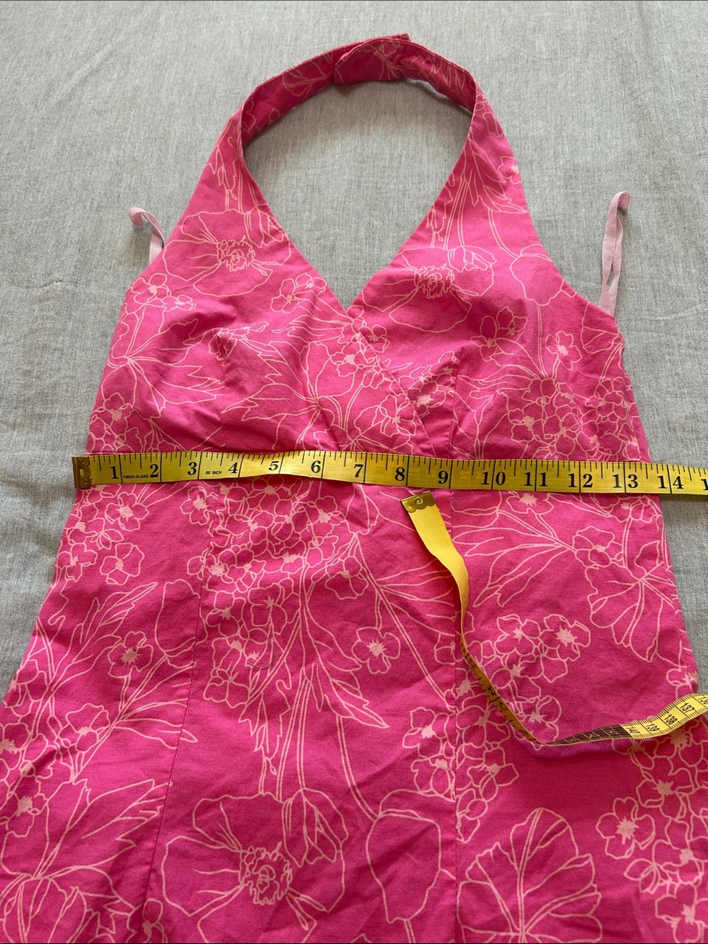 Vintage Y2K Suzy Shier Pink Floral Halter Dress Made in Canada Size 7/8 - Picture 12 of 13